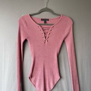Derek Heart Pink Ribbed Long Sleeve